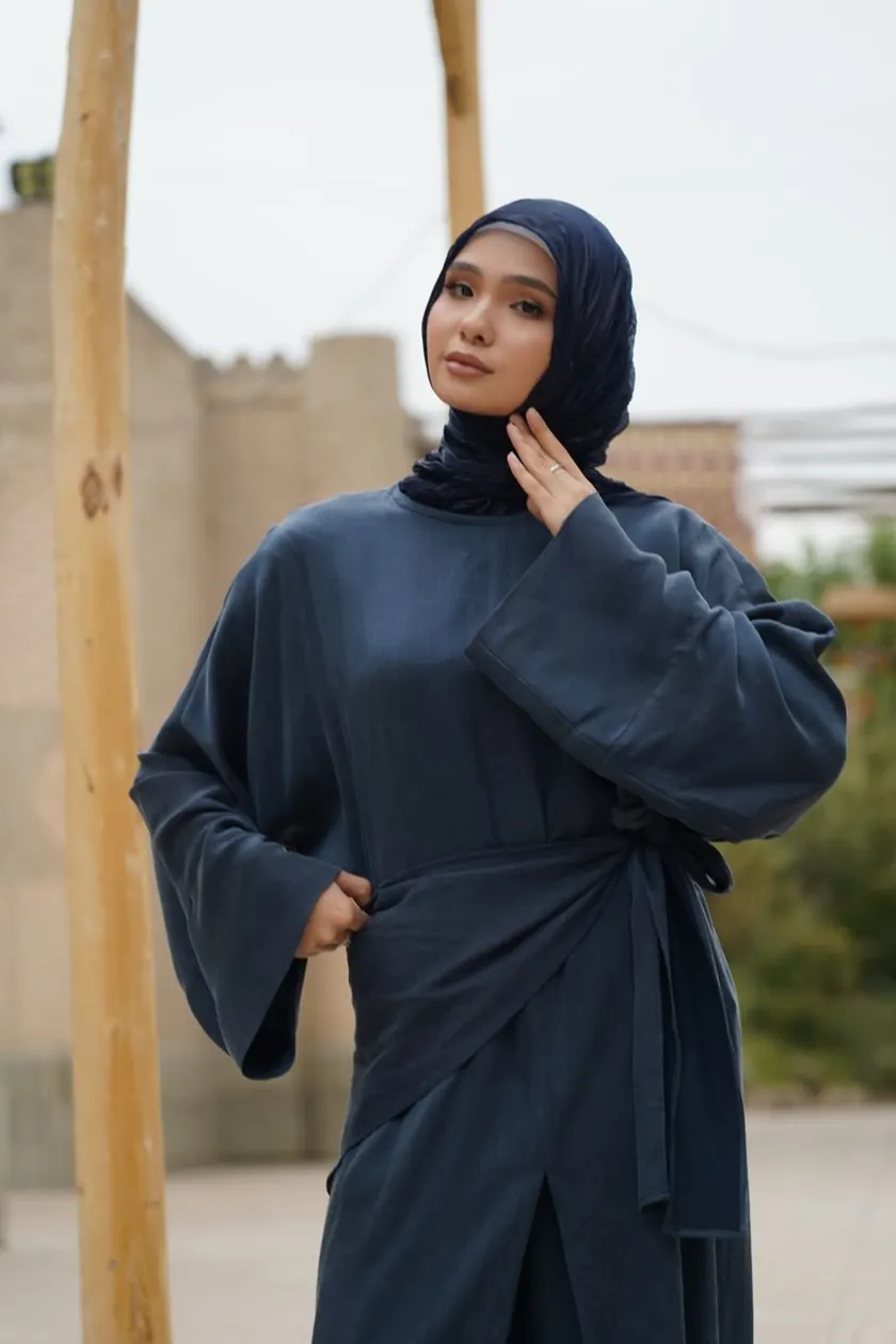 Абайя «Navy» с поясом — фото 3